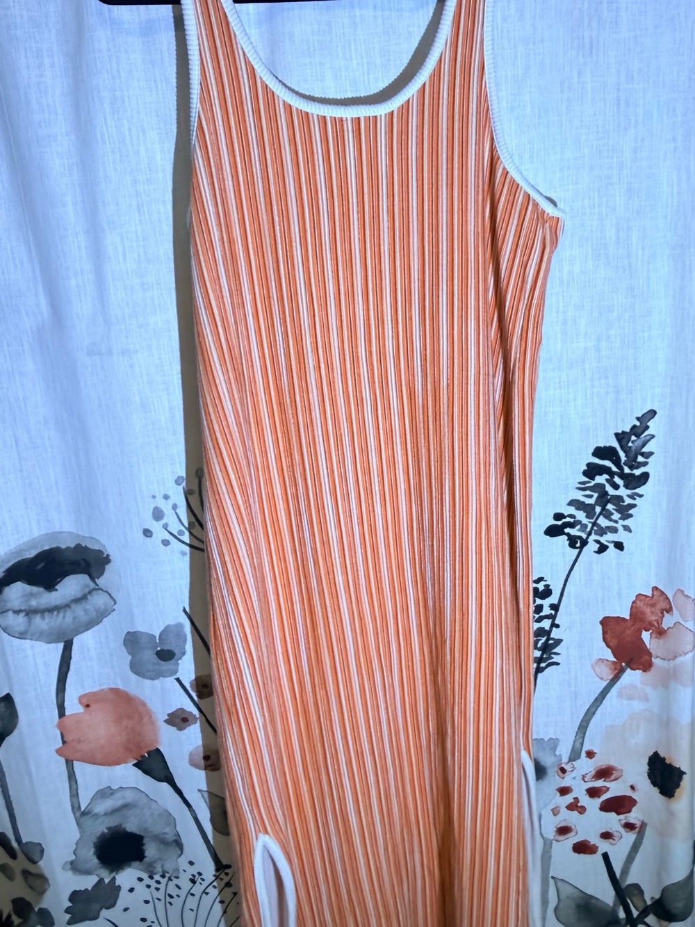 Time and Tru Orange Vertical-Stripe Ribbed Maxi Dress - Picture 4 of 8